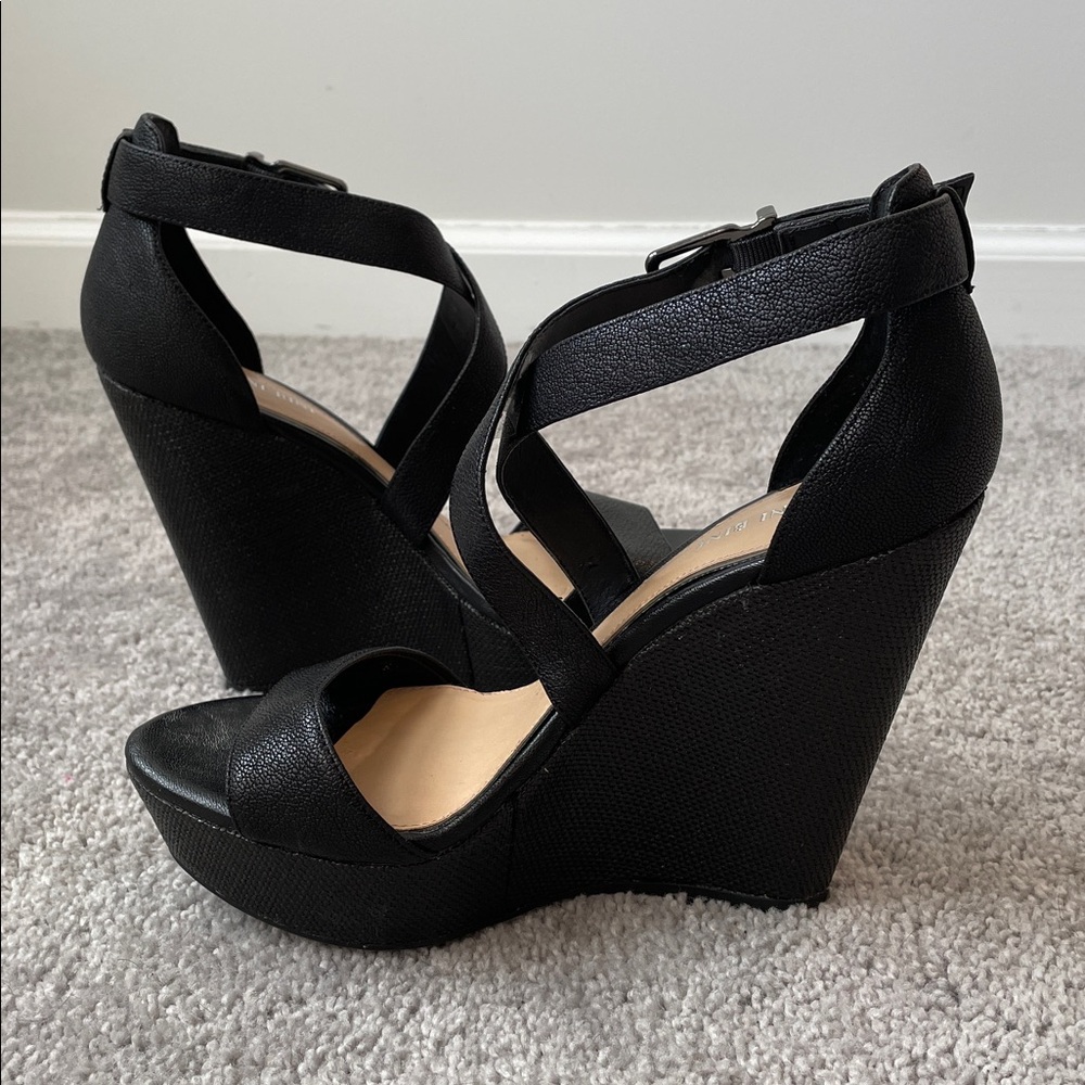 Gianni Bini Black Ankle Strap Wedge Sandals - Picture 7 of 16